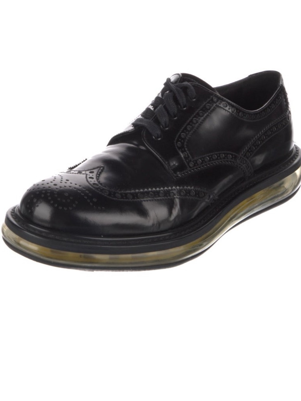 Prada Black Brogue Leather Derby with Transparent Air-Cushion Sole